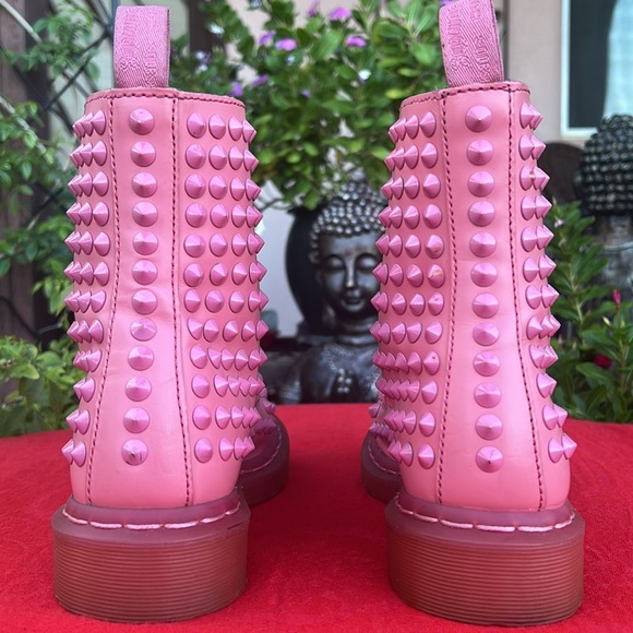 Dr. Martens Mono PINK Metal Spike Combat Moto Boots - Picture 6 of 17